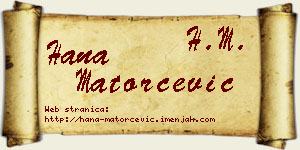 Hana Matorčević vizit kartica